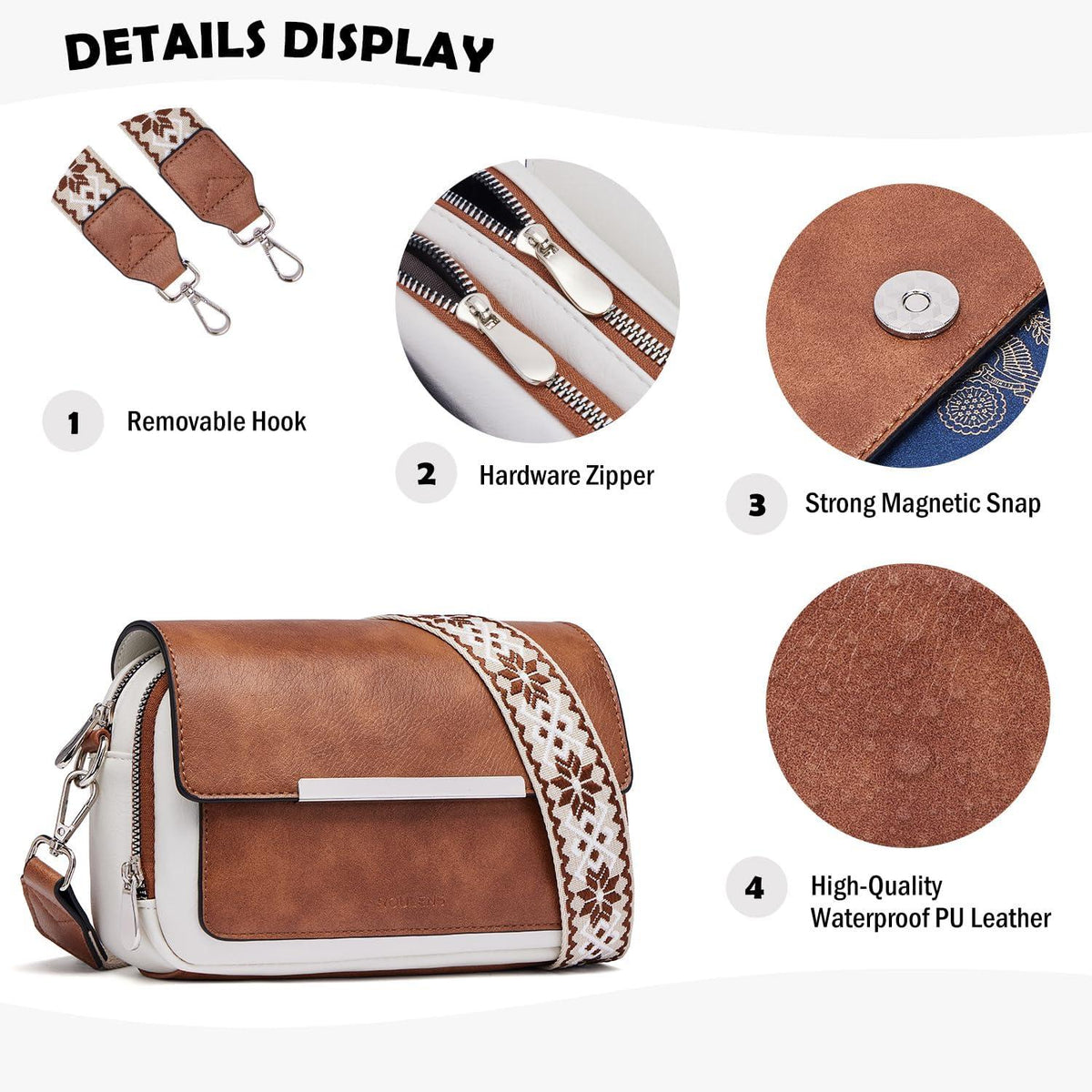 Damen Handy Umhängetasche Vegan Leder Crossbody Schultertasche