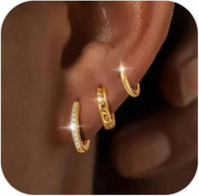 3 Paar Creolen Silber 925 Gold Damen Ohrringe Set 14K Vergoldet Mini