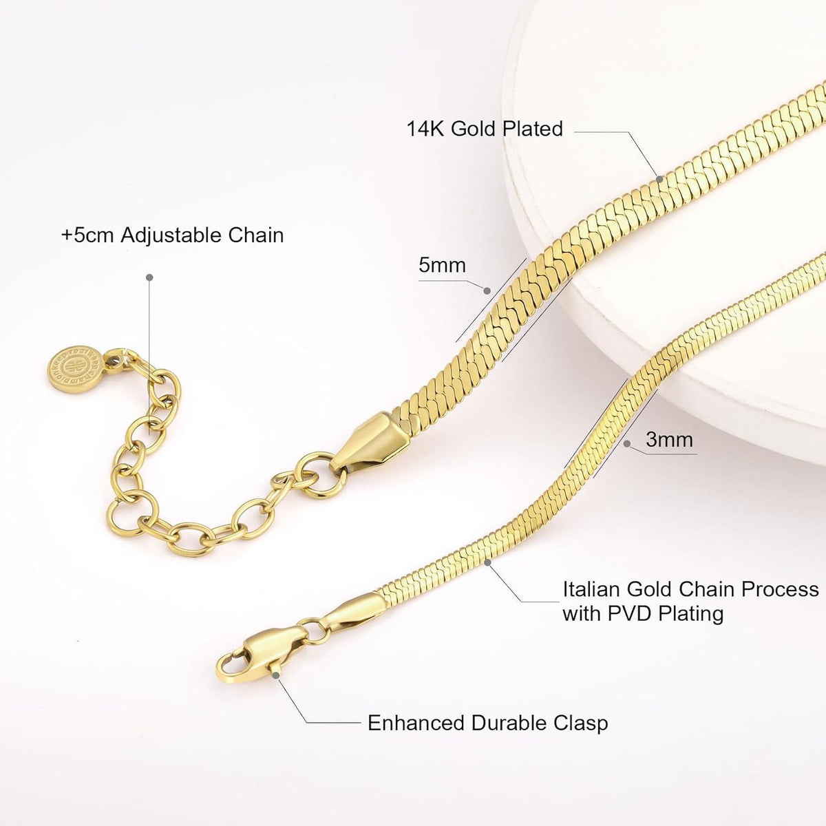 Schlangenkette Edelstahl Flache Franco Kette Silber Gold 41-51cm