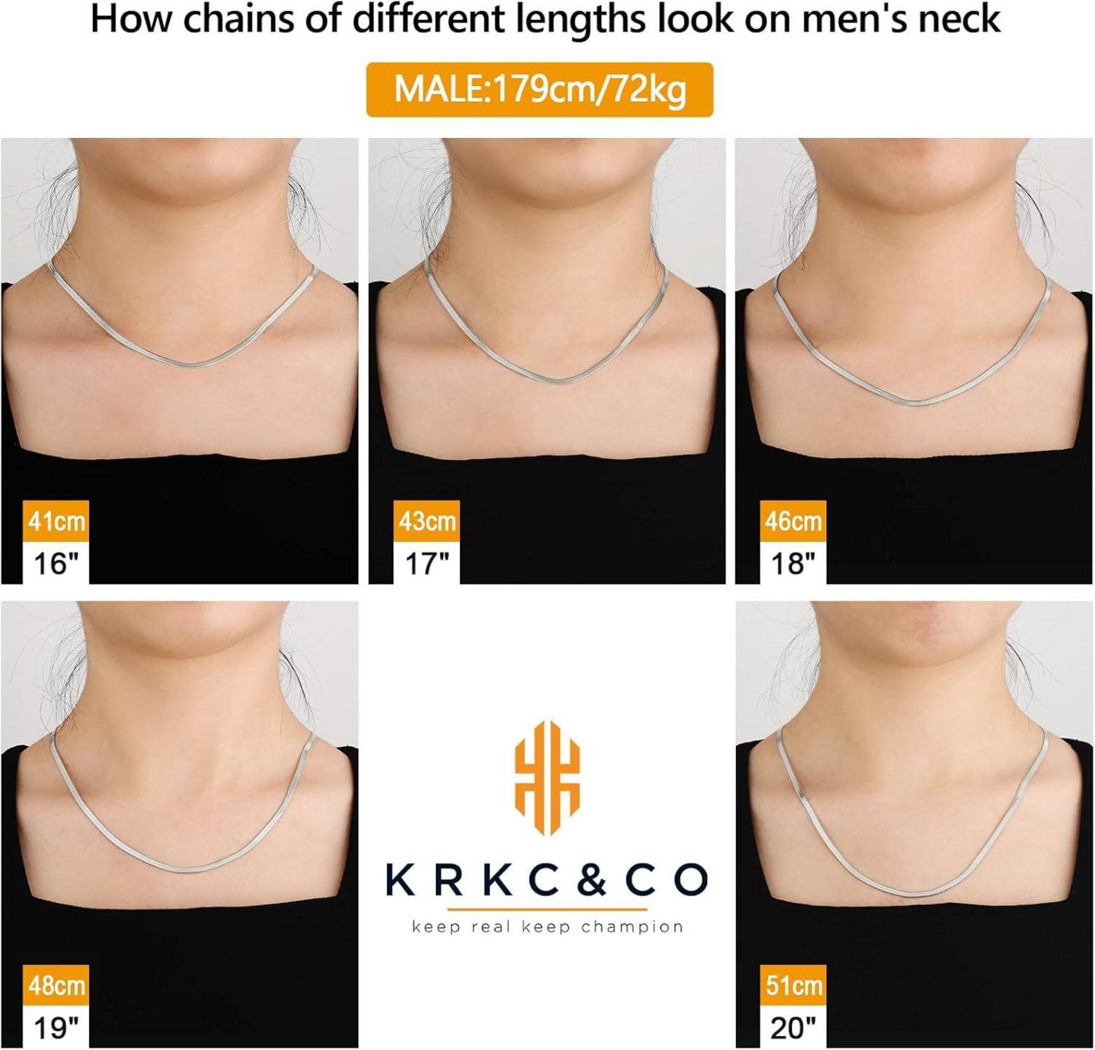 KRKC Damen Schlangenkette Edelstahl Silber Gold 3mm/5mm Franco Kette