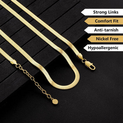 Edelstahl Schlangenkette in Gold 5mm - Verstellbar 41-51cm