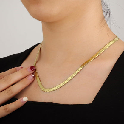 Schlangenkette Damen Edelstahl Flache Franco Kette Silber Gold 41-51cm