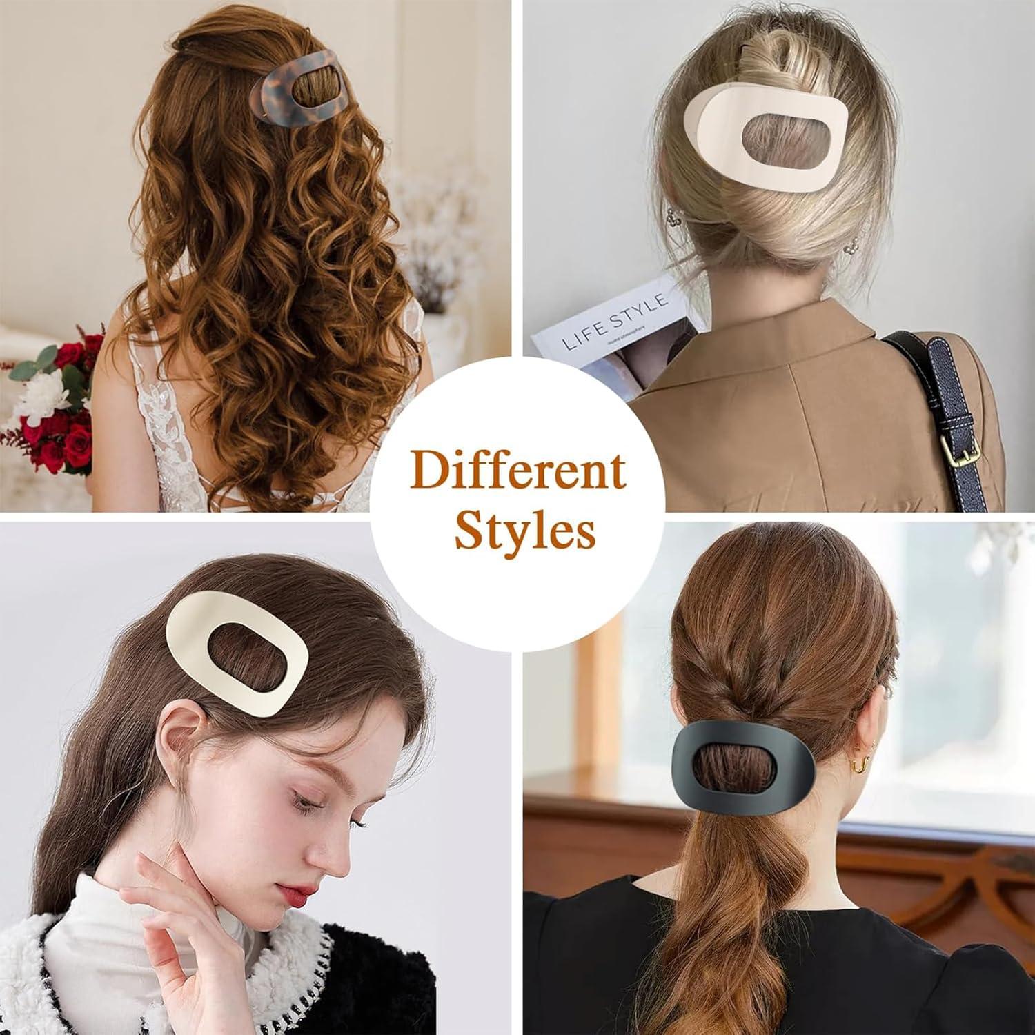4er Pack Flache Haarklammern Damen - Haarspangen Set Yeomju Schwarz Weiß Rot
