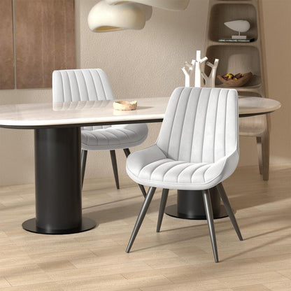 Esszimmerstühle 2er Set | Polsterstühle mit Sitzkissen Weiß