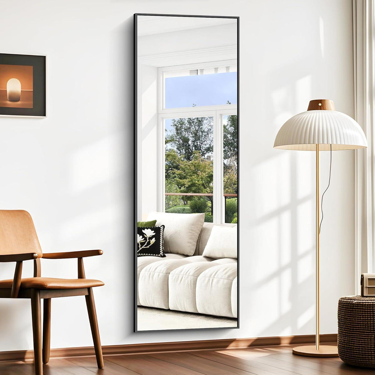 Ganzkörperspiegel 161x52cm Standspiegel mit Schwarzrahmen