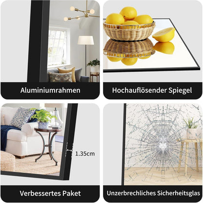 Ganzkörperspiegel 161x52cm Standspiegel mit Schwarzrahmen