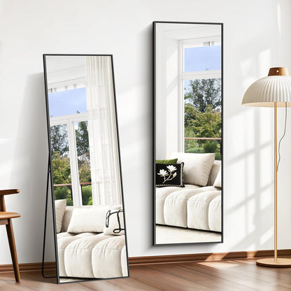 Ganzkörperspiegel 147x44cm Standspiegel Schwarz Rechteckig