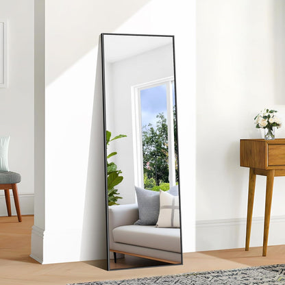 Ganzkörperspiegel 147x44cm Standspiegel Schwarz Rechteckig