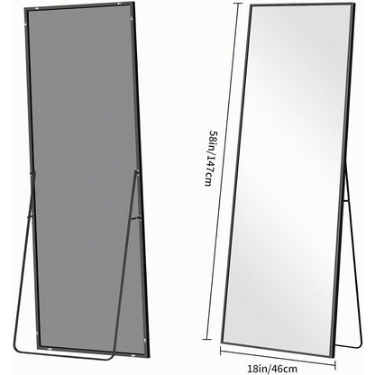 Ganzkörperspiegel 147x44cm Standspiegel Schwarz Rechteckig