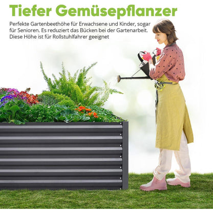 Quictent Hochbeet Pflanzkasten 180x90x56cm Metall Grau