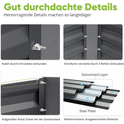 Quictent Hochbeet Pflanzkasten 180x90x56cm Metall Grau