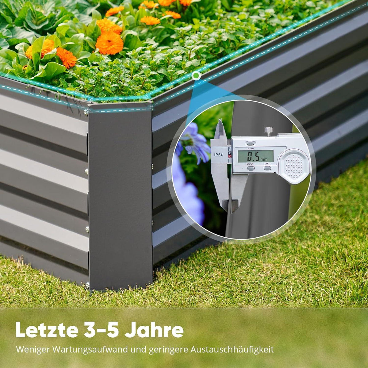 Hochbeet Metall Pflanzbeet 180x90x30cm Tomatenkäfig Grau