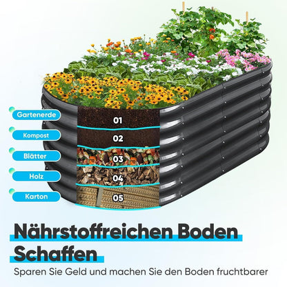 Hochbeet Metall 240x120x45cm Grau, Wetterfest & Rostfrei