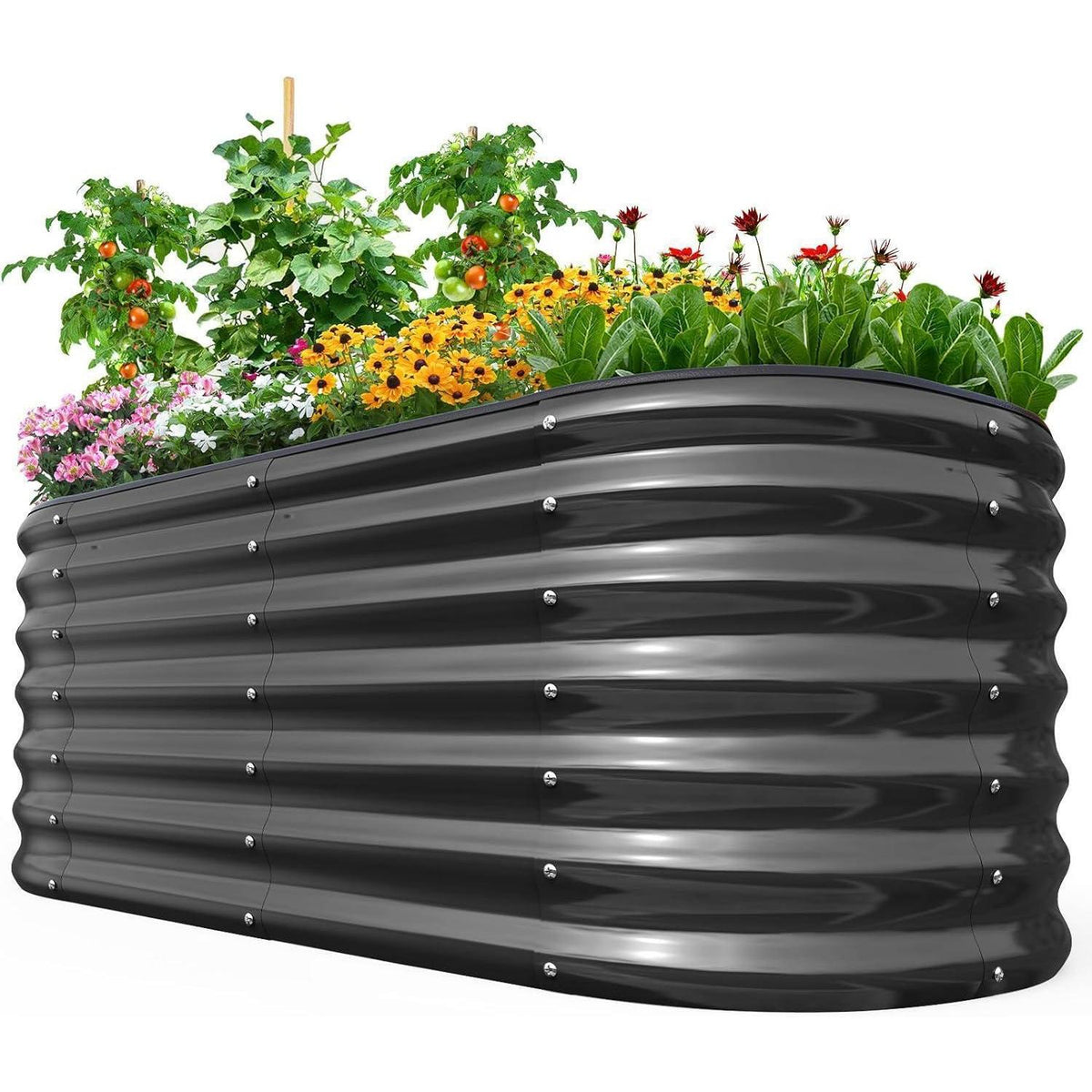 Hochbeet 180x90cm Oval aus Metall, Grau