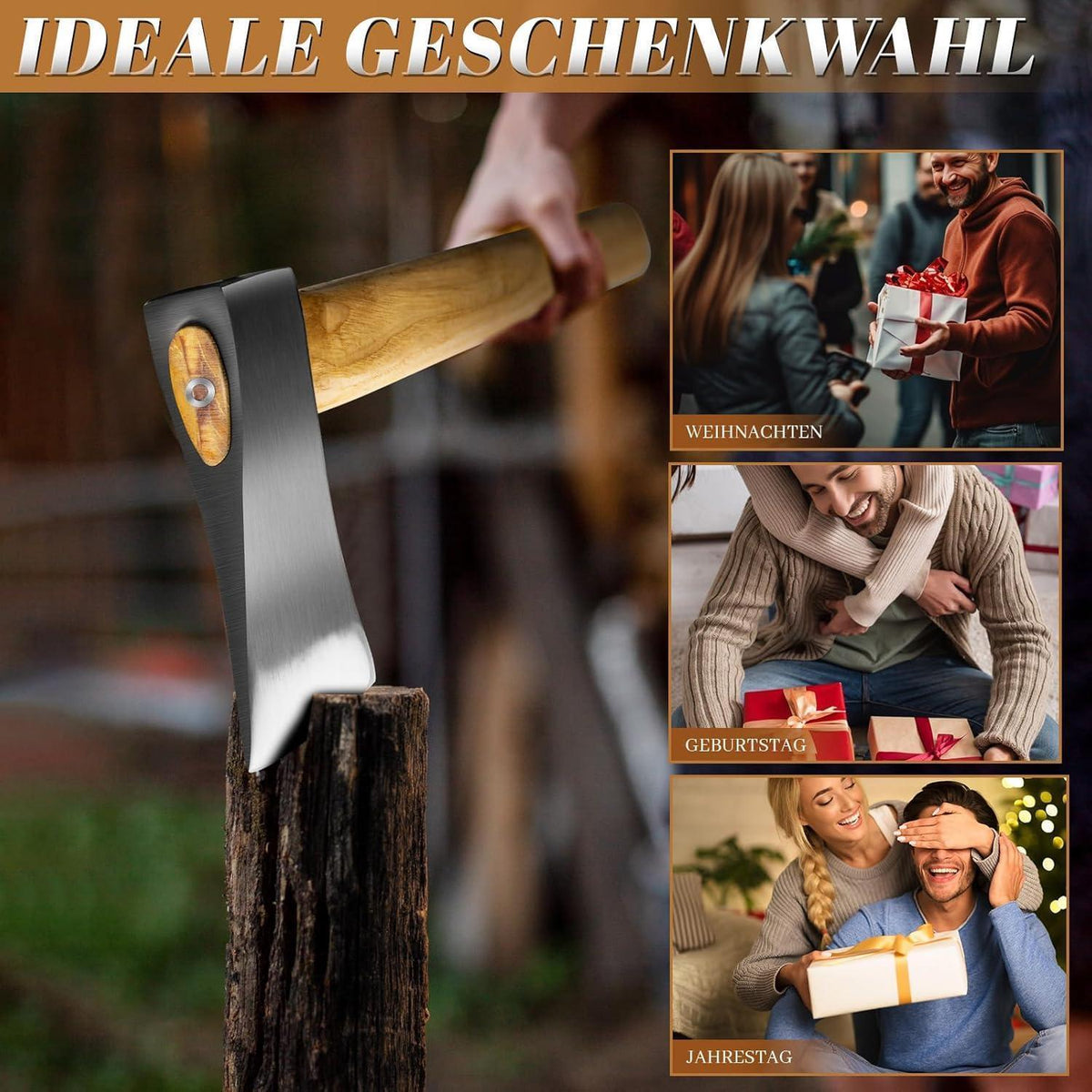 Hochwertige Wikinger Axt mit Scheide für Camping & Outdoor in Lederoptik