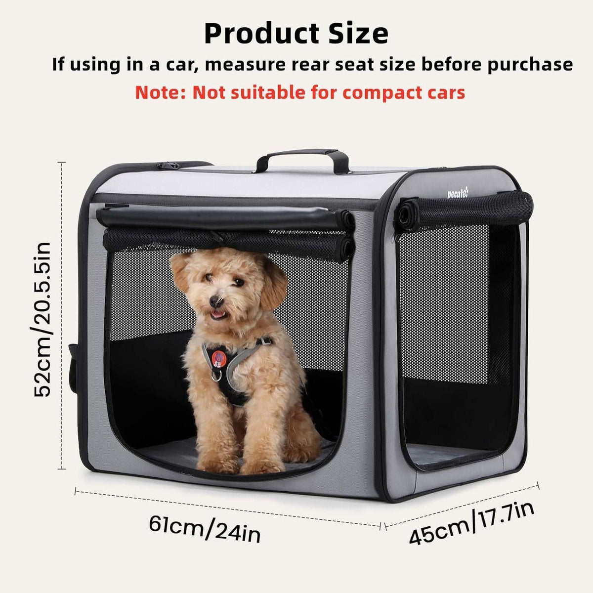 Faltbare Hundetransportbox 61x52x45cm – Stabil & Atmungsaktiv