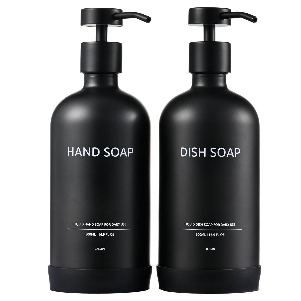 Nachfüllbare Glas Pumpspender Schwarz 500ml