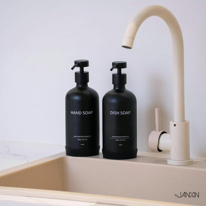 Nachfüllbare Glas Pumpspender Schwarz 500ml