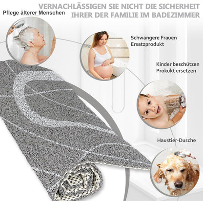 Rutschfeste Duschmatte 80x80 cm - Weiche Massage Matte Grau