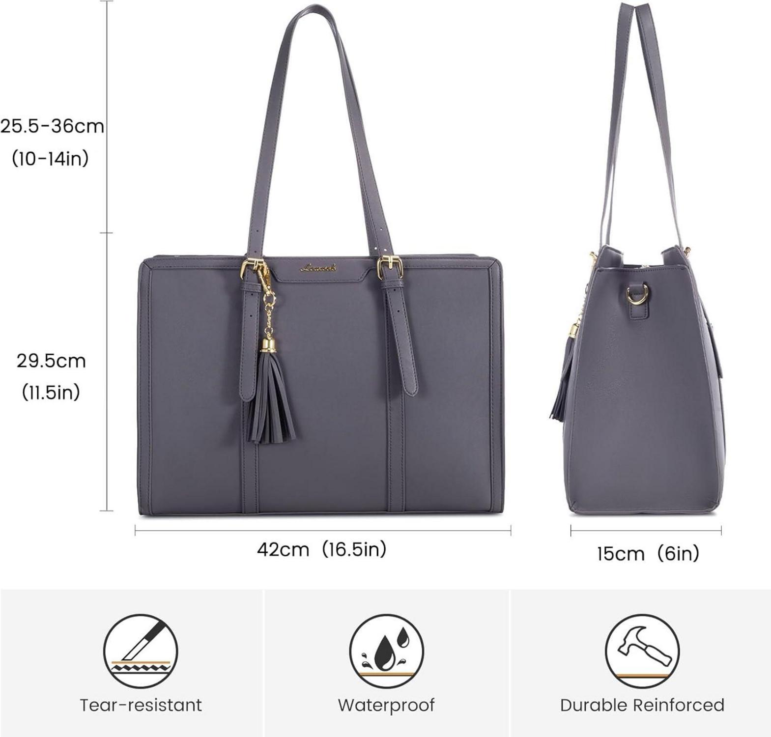 Laptoptasche Damen 15,6 Zoll Umhängetasche Leder Schultertasche Große