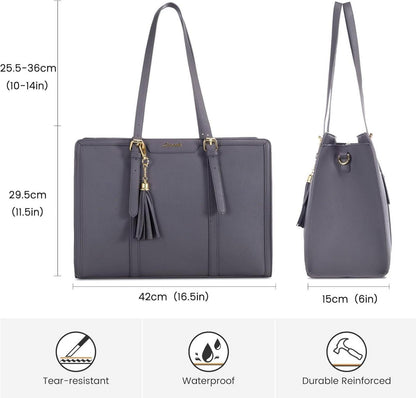 Laptoptasche Damen 15,6 Zoll Umhängetasche Leder Schultertasche Große