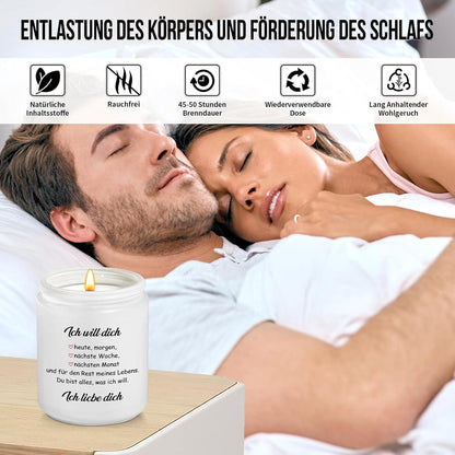 Ich Liebe Dich Lavendel Duftkerze 200g - Romantisches Valentinstagsgeschenk