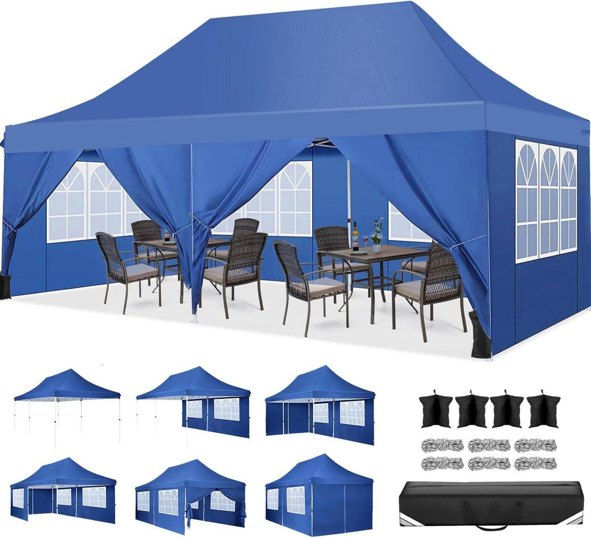 Faltpavillon Wasserdicht Stabil Winterfest 3x6m Pop-Up Partyzelt