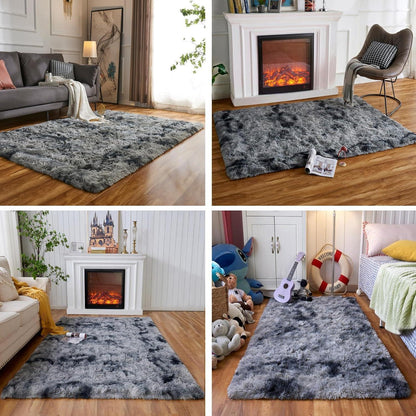 Weicher Hochflor Teppich 80x120cm Dunkelgrau – Rutschfest & Waschbar