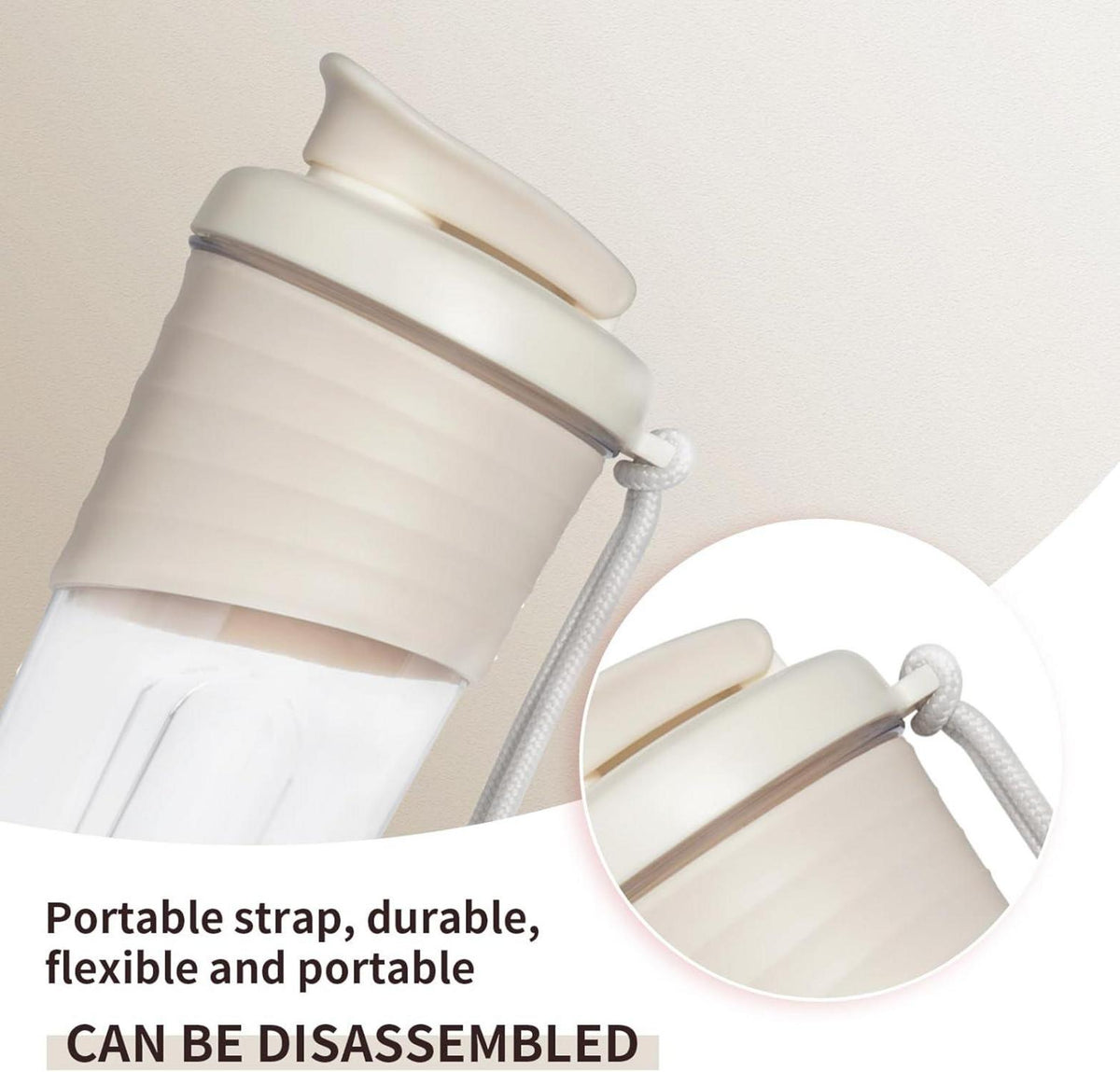 Protein Shaker 700ml Tritan BPA-frei Silikongriff Fitnessflasche beige