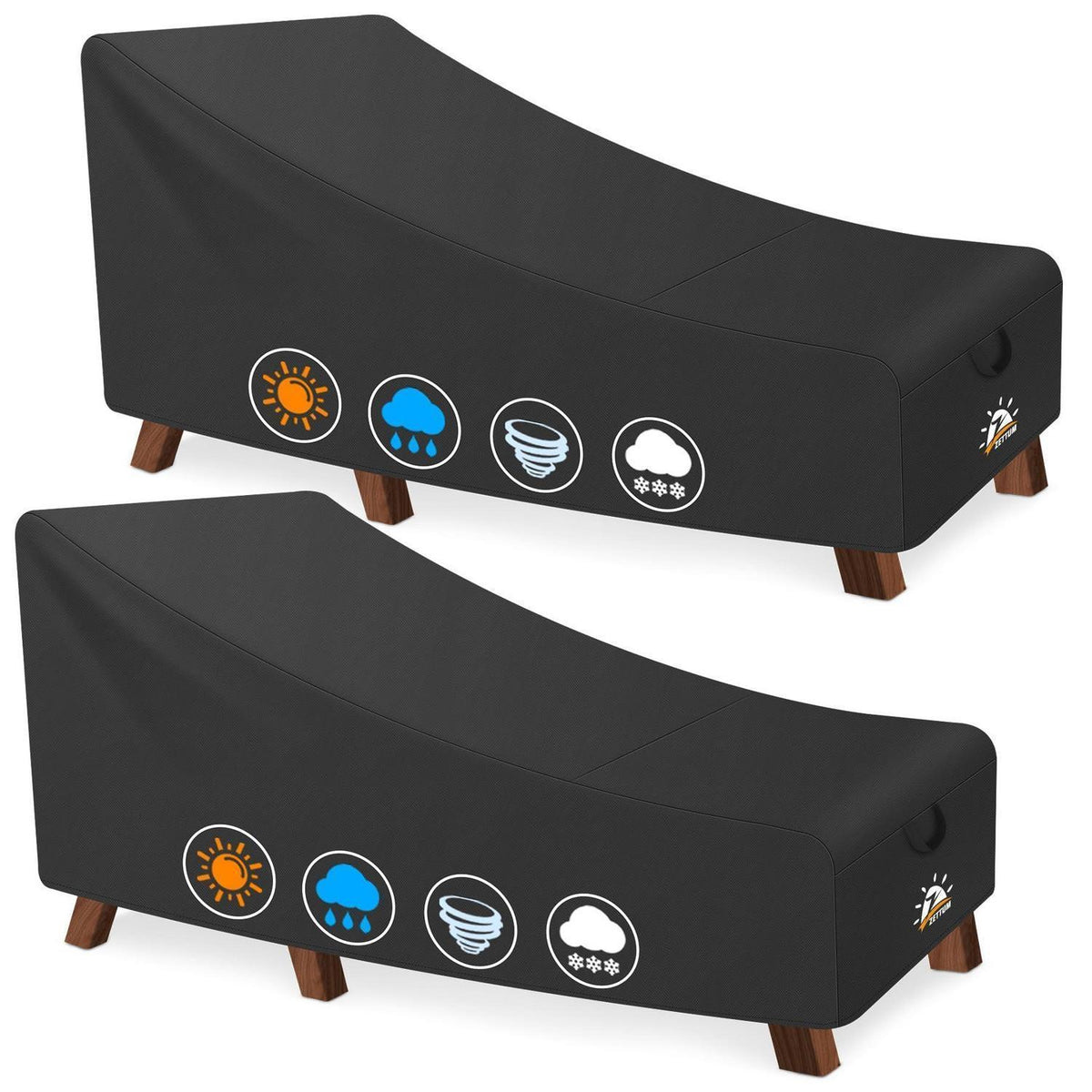 2x Liegen Abdeckhaube 193x81x81cm – Wasserdicht & UV-Beständig