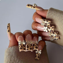 24er Pack Leopard French Tip Press on Nails Gepard Glanz Lack