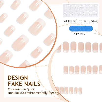 24-teiliges GlamRays Press-On Nails Set in Weiß, French Tip