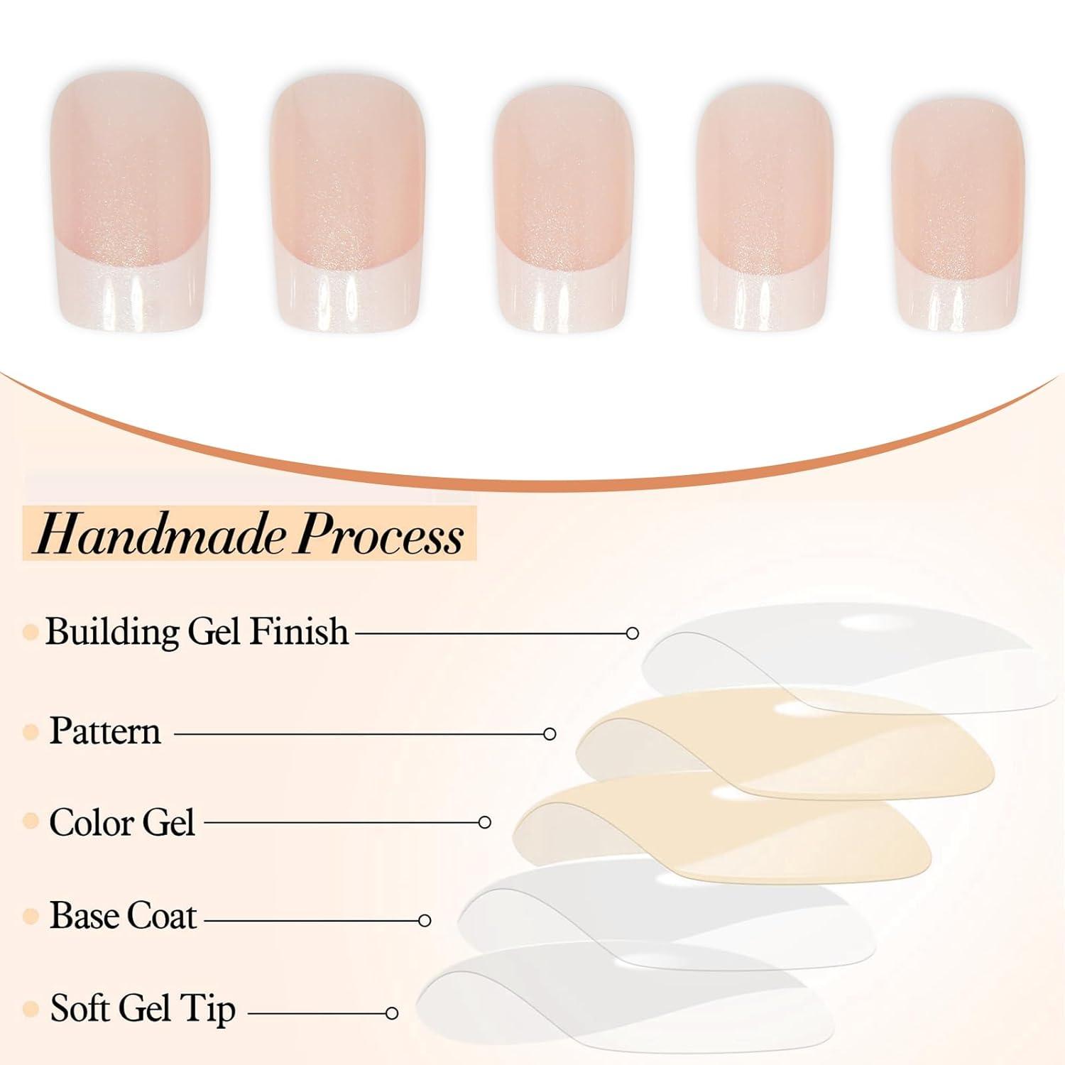 24 Stück Press-On Nägel French Tip Glitzer Fake Nägel in Pink