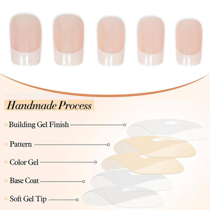 24 Stück Press-On Nägel French Tip Glitzer Fake Nägel in Pink