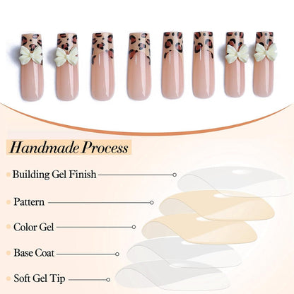 GlamRays 24 Stück Leopard Press on Falsche Nägel Set Ovale Nägel mit Design
