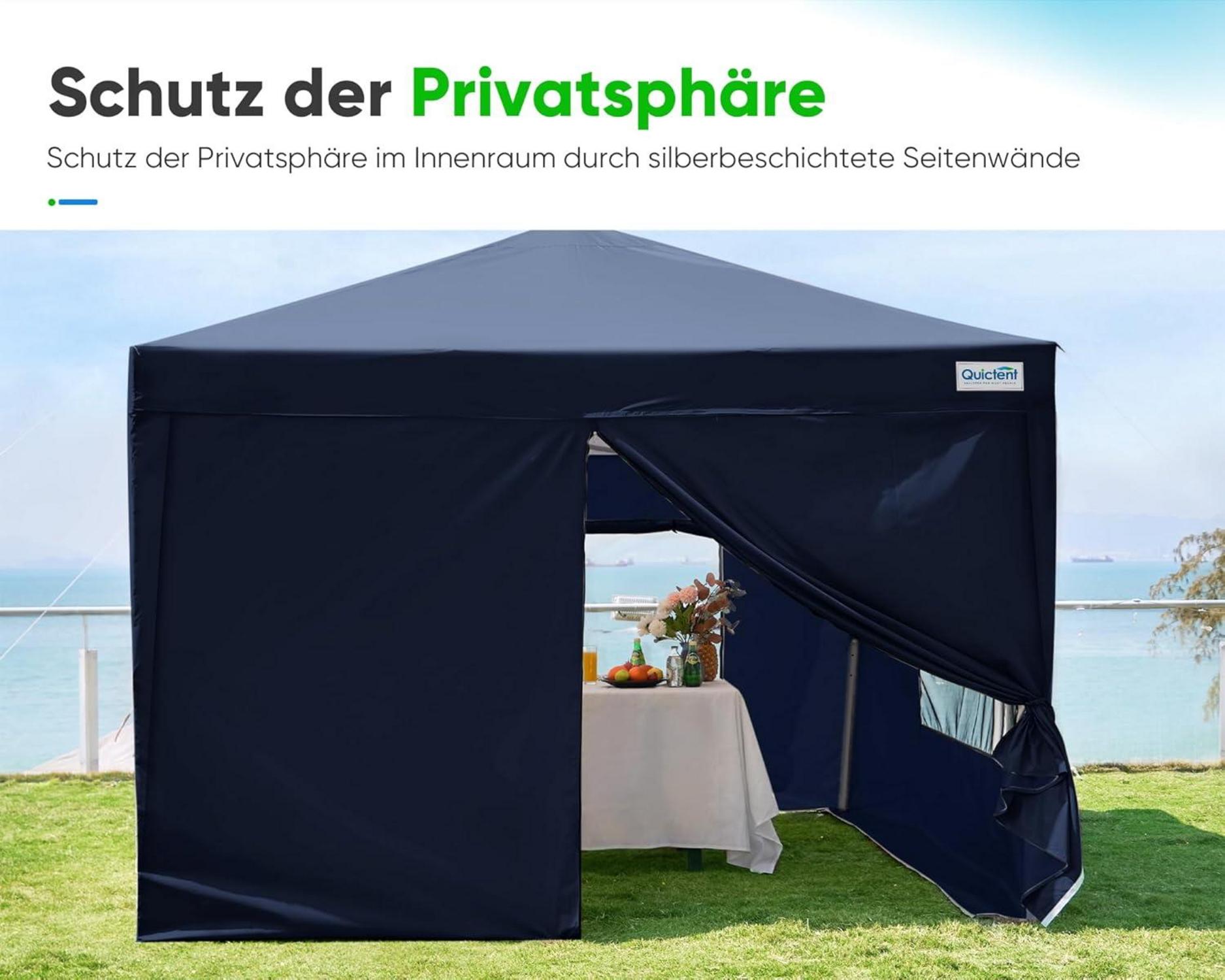 Faltpavillon 3x3 mit 4 Seitenteilen Wasserdicht Stabil Winterfest Blau