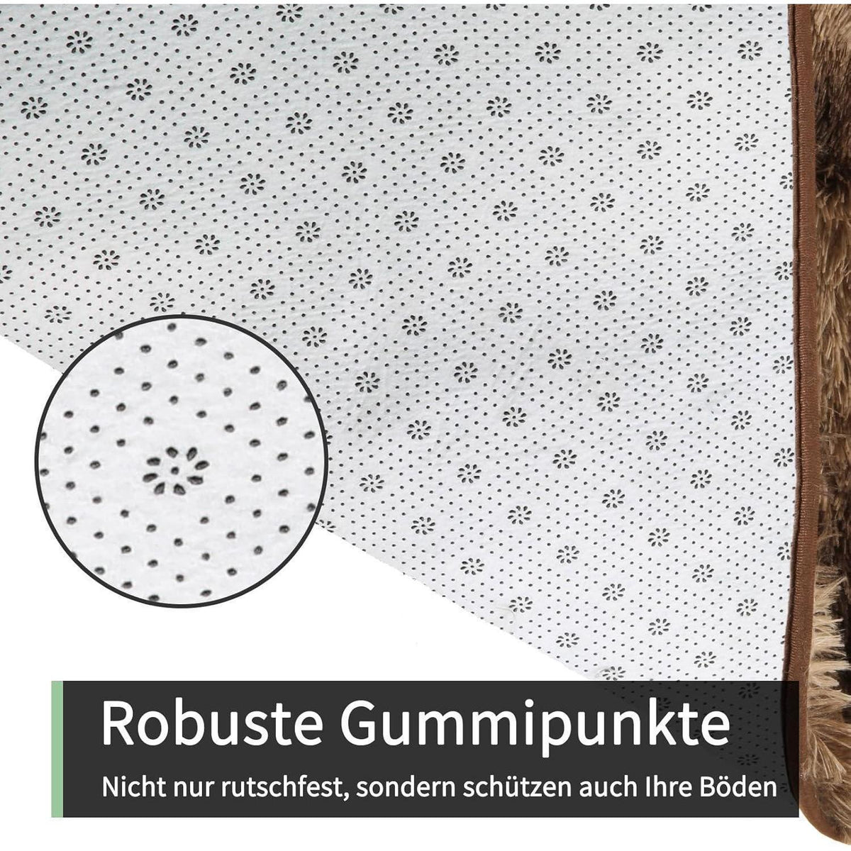 Hochflor Teppich Braun 240x340 – Flauschiger Wohnzimmerteppich Waschbar