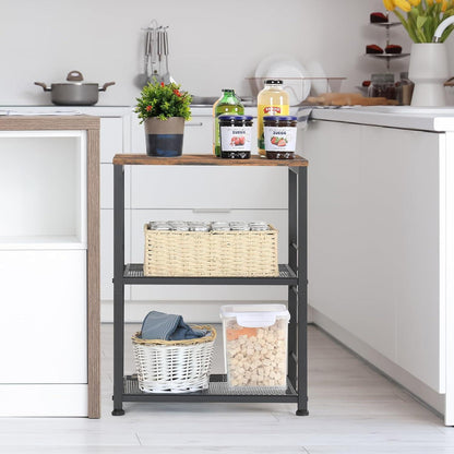 Nandae Beistelltisch 3 Ebenen Holztisch Kaffeewagen 2 offene Fächer