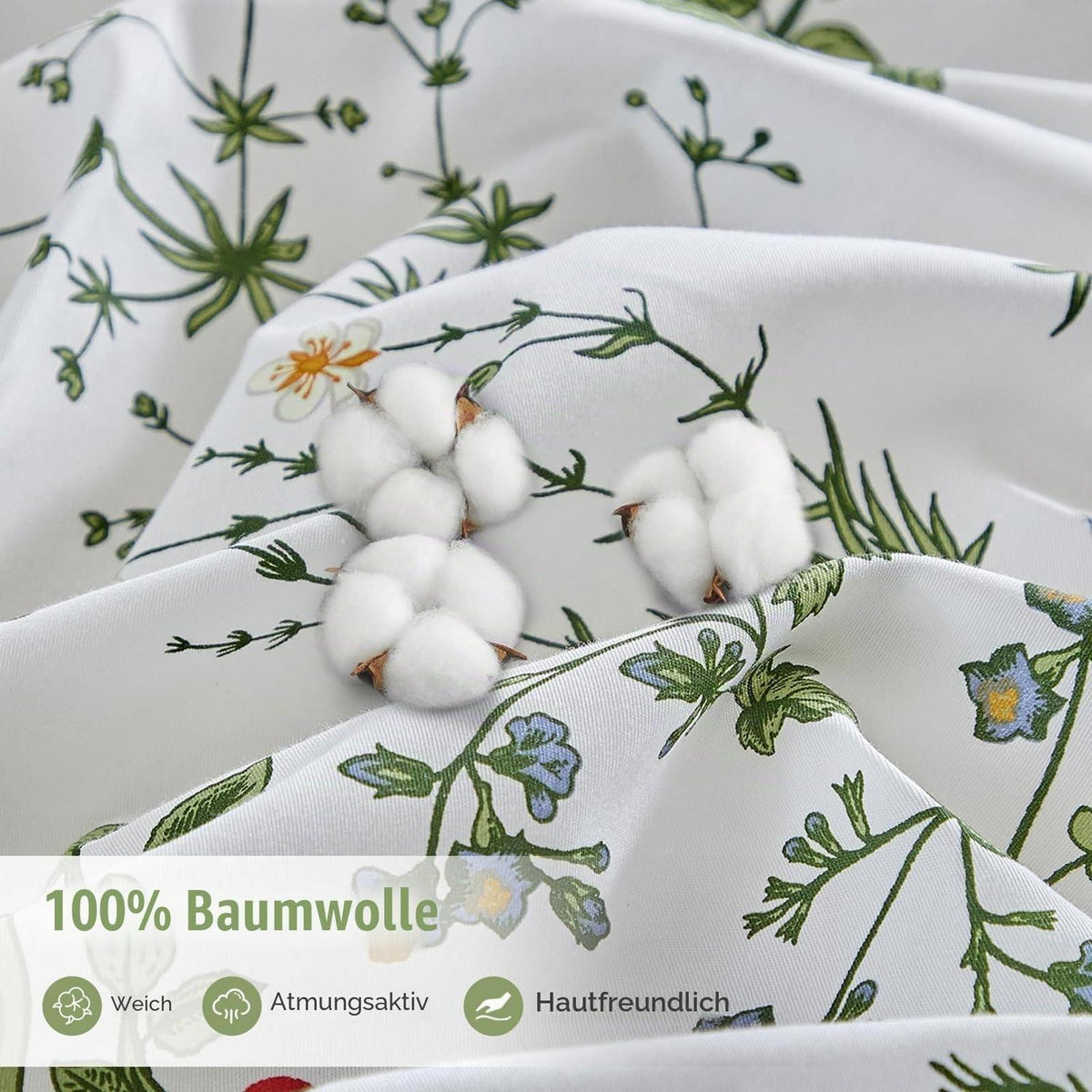 Baumwoll Bettwäsche-Set mit Blattmotiv, 135/150 cm