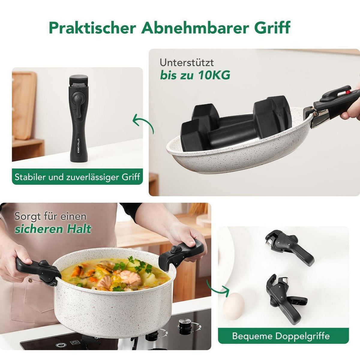 23-teiliges Induktions Topfset mit abnehmbarem Griff & Keramik