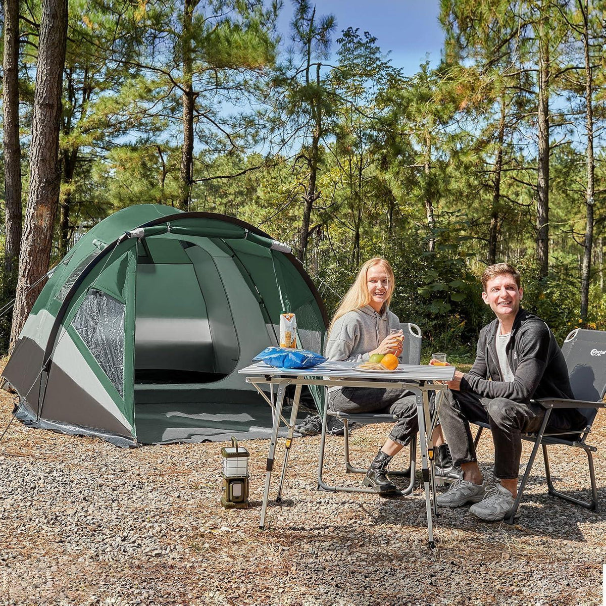 4 Personen Kuppelzelt mit Vorraum 180cm Stehhöhe Grün