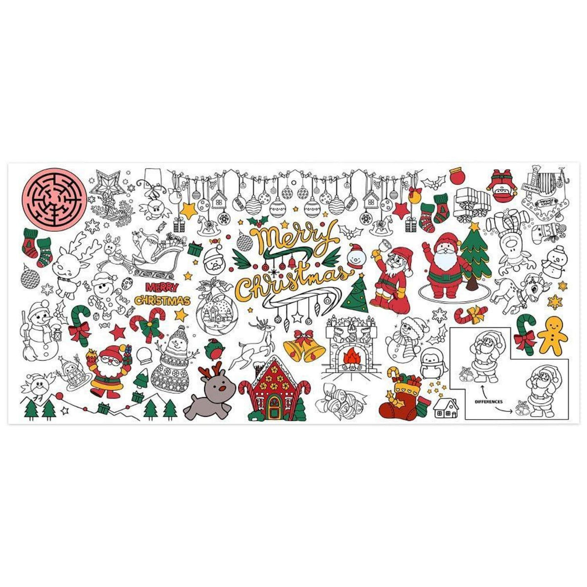 Weihnachten Ausmal Tischdecke 183x86cm – Bastelposter & Aktivität