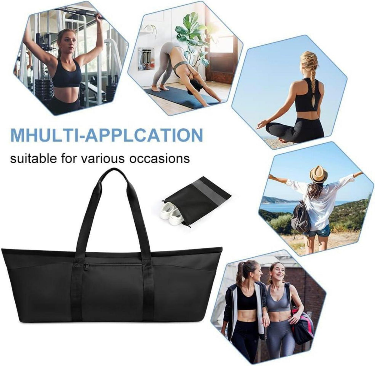 Yogatasche Damen groß mit Nassfach & Schuhtasche, verstellbarem Schultergurt