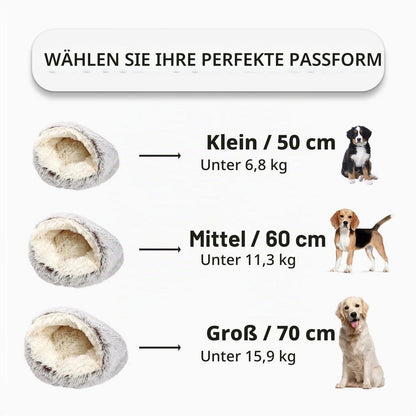 Flauschiges Katzenbett rund, 60x60cm, Grau – Waschbar & Bequem