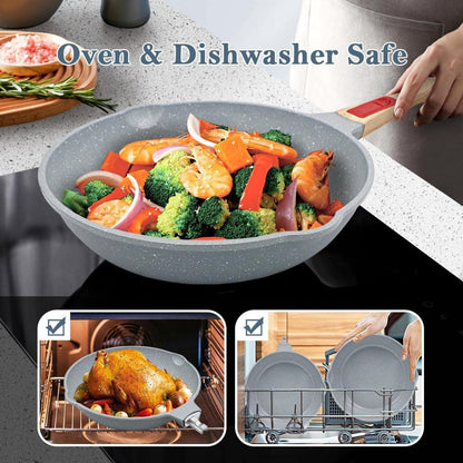 26cm Antihaft-Keramikbeschichtung Bratpfanne mit abnehmbarem Griff, Backofen
