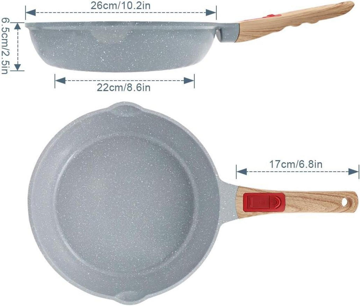 26cm Antihaft-Keramikbeschichtung Bratpfanne mit abnehmbarem Griff, Backofen