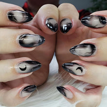 Künstliche Nägel Schwarz Ombre Gothic Design 24 Stück ABS Acryl