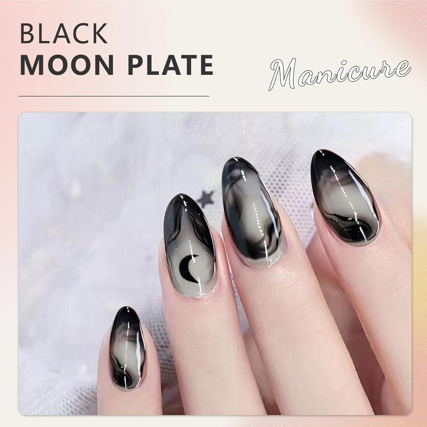Künstliche Nägel Schwarz Ombre 24 Stück Mandel Hochwertiges ABS Acryl