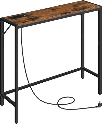 Konsolentisch mit Ladestation und USB-Anschlüssen - Braun/Schwarz 76,2