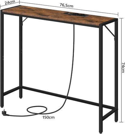 Konsolentisch mit Ladestation und USB-Anschlüssen - Braun/Schwarz 76,2